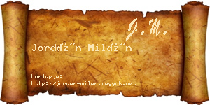Jordán Milán névjegykártya