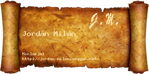 Jordán Milán névjegykártya